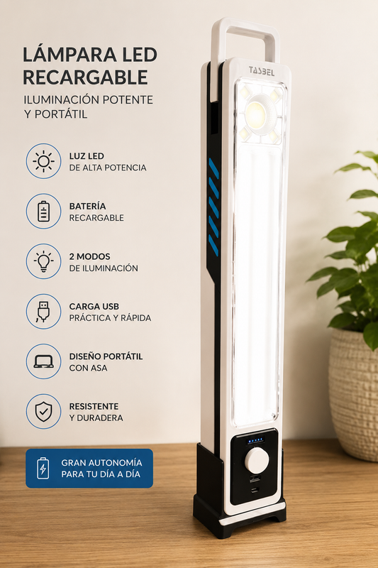 Linterna Led de Emergencia Solar y Recargable USB 3000 mAh - 45 W