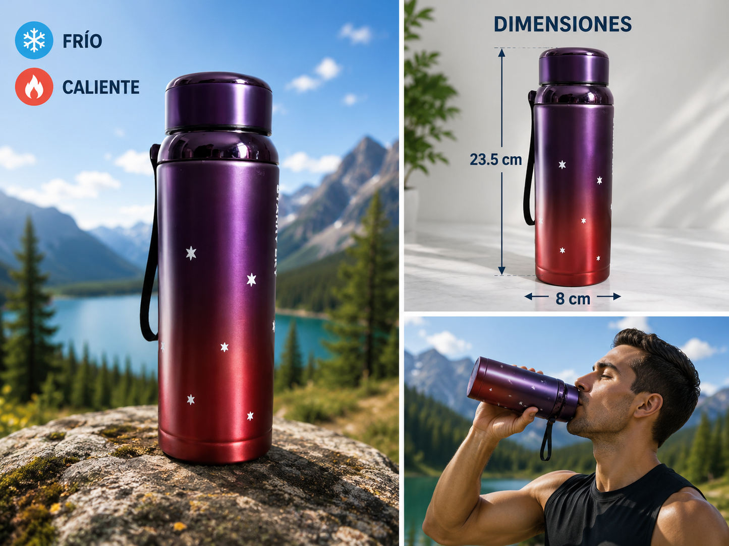 Botella Térmica, Bicolor metálica 800ml