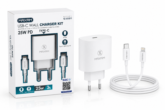 Cargador Iphone Lightning 3A USB-C Iphone 25W 1 Entrada