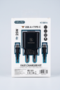 Cargador Tipo C+USB 3A Iphone 25W 2 Entradas