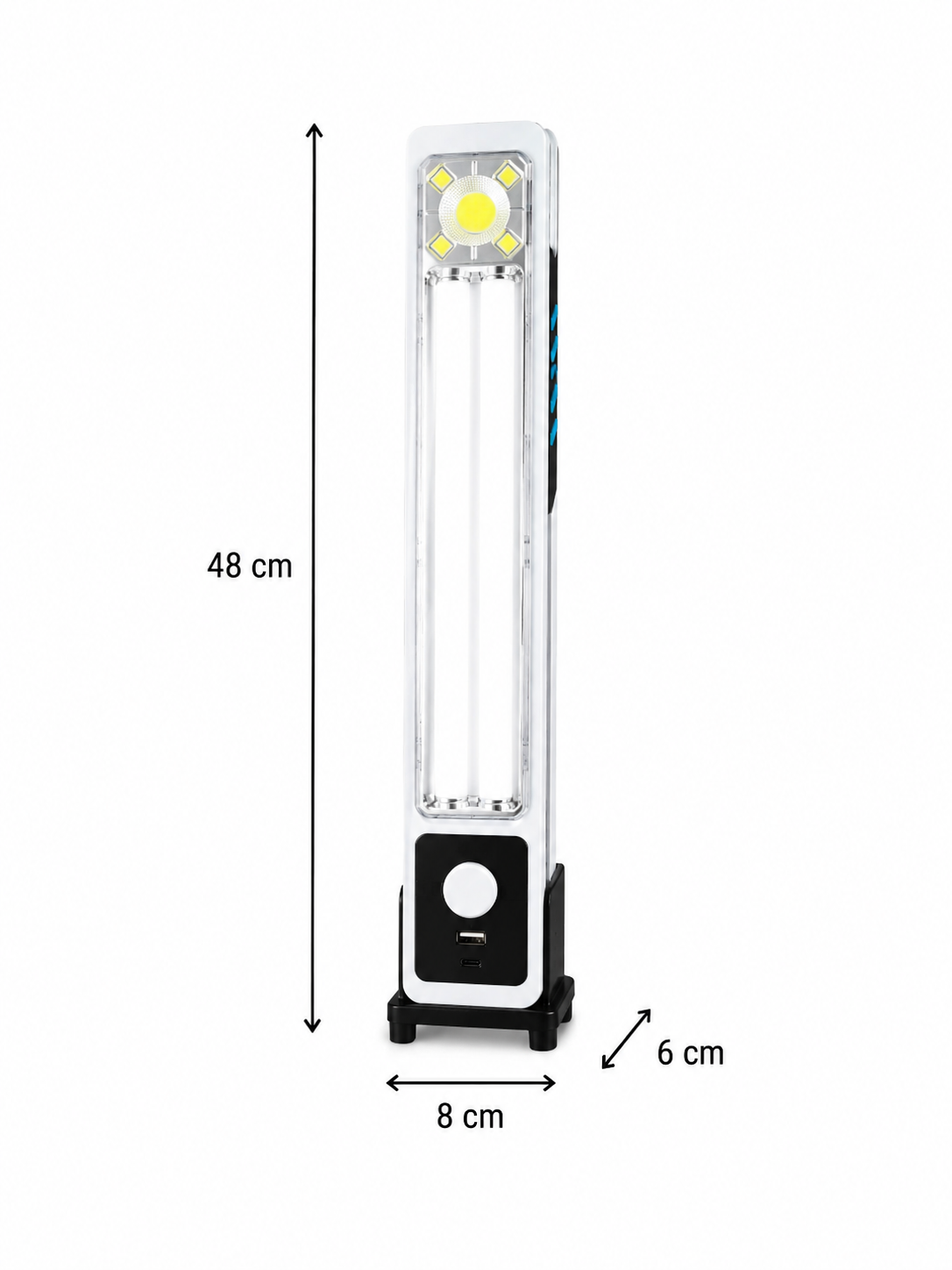 Linterna Led de Emergencia Solar y Recargable USB 3000 mAh - 45 W