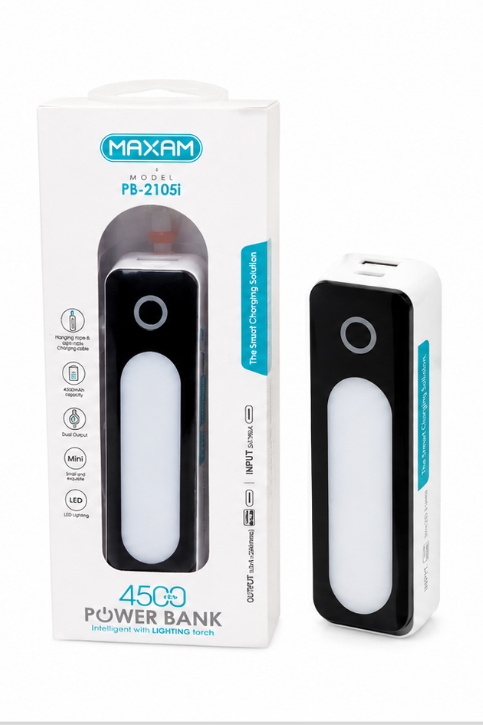 Power Bank 4500 mAh Cable USB-C Integrado
