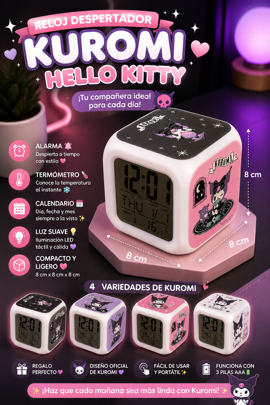 Reloj Despertador Kuromi Hello Kitty